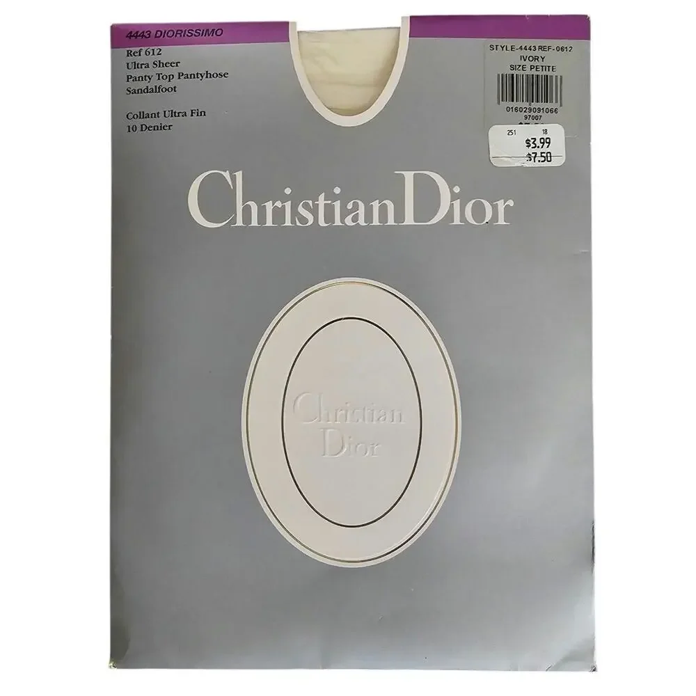 Vintage Christian Dior Diorissimo Pantyhose 4443 Sheer Ivory Size Petite NOS